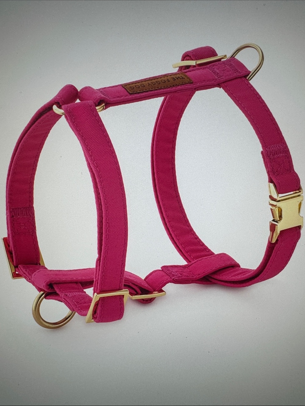 The Foggy Dog Fuchsia Adjustable No-Pull Harness with Gold Hardware NWOT